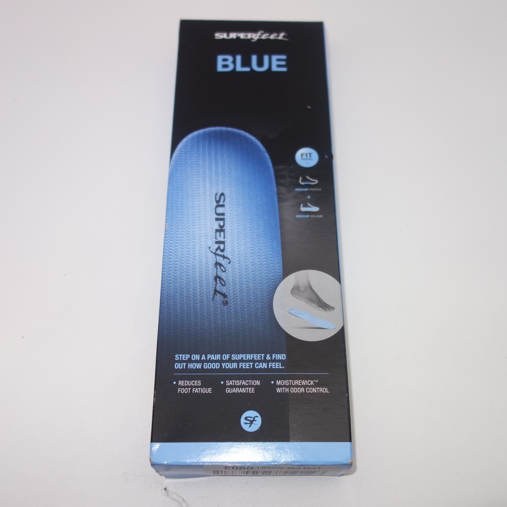 NEW SUPERFEET Blue All Purpose Insoles Size B Men's 2.5 -4 Women's 4.5 - 6 - Picture 4 of 8